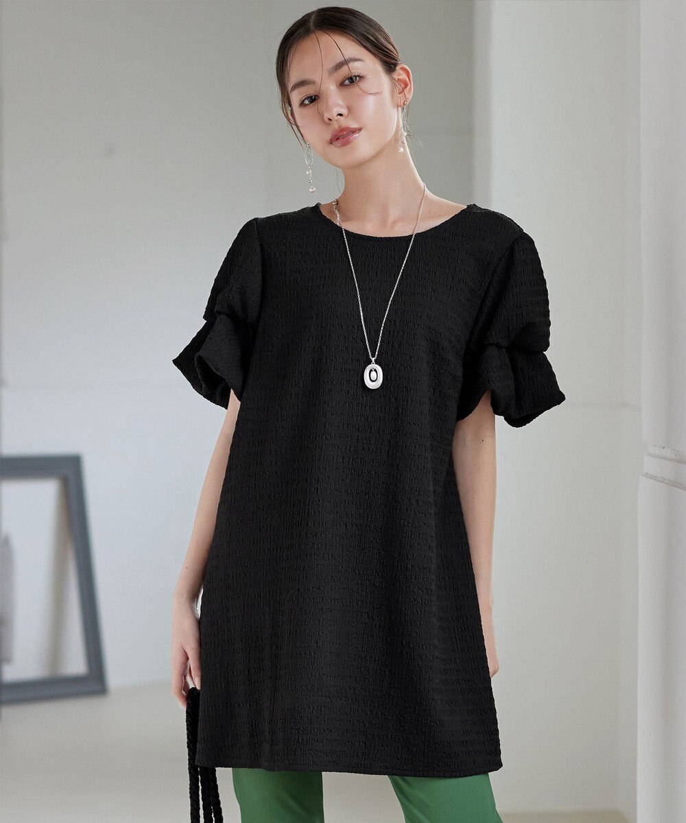 Tiaclasse 【洗える】変形バルーンスリーブカットソーチュニック 