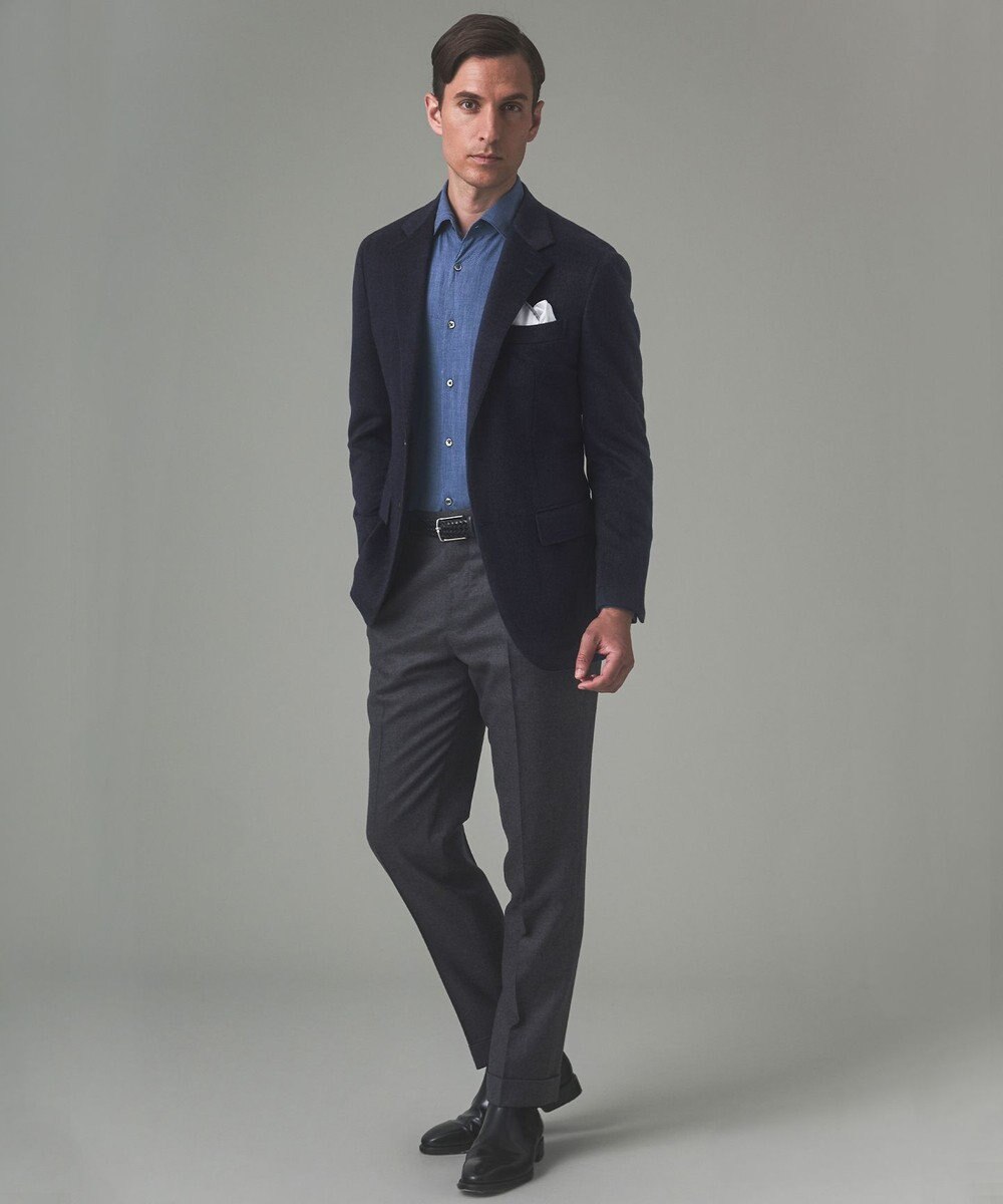 GOTAIRIKU 【保温性/ストレッチ/シワになりにくい】サキソニーストレッチパンツ（ノータック） 