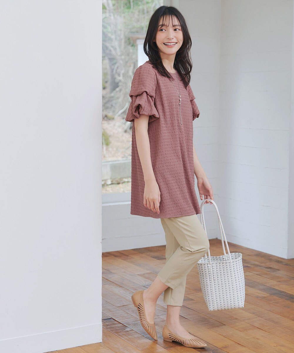 Tiaclasse 【洗える】変形バルーンスリーブカットソーチュニック 