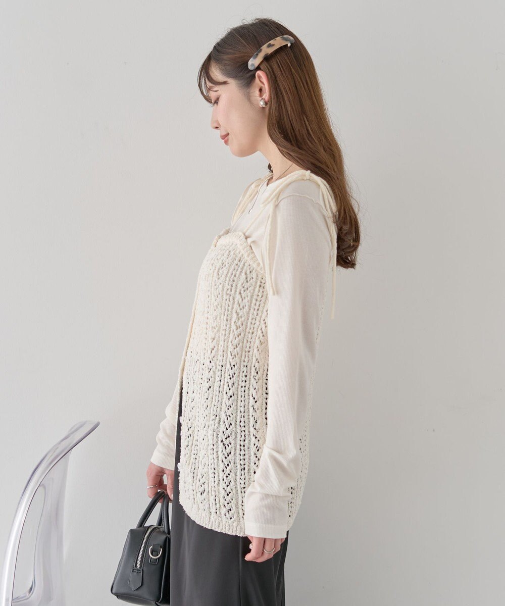 earth music&ecology 【予約】透かし編みニットキャミビスチェ 