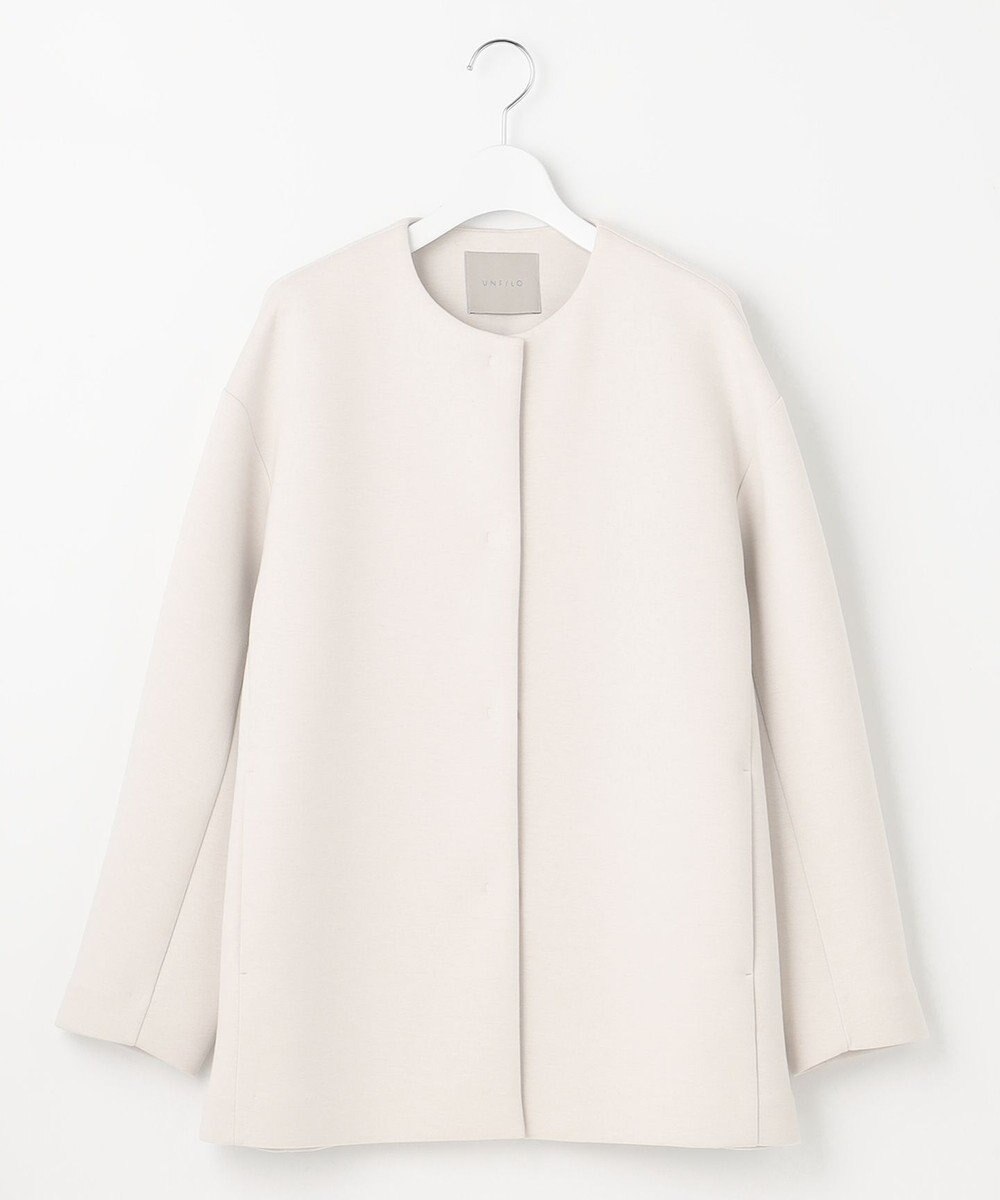 UNFILO 【洗える/シワになりにくい】ダブルフェイスジャージー　ノーカラー 