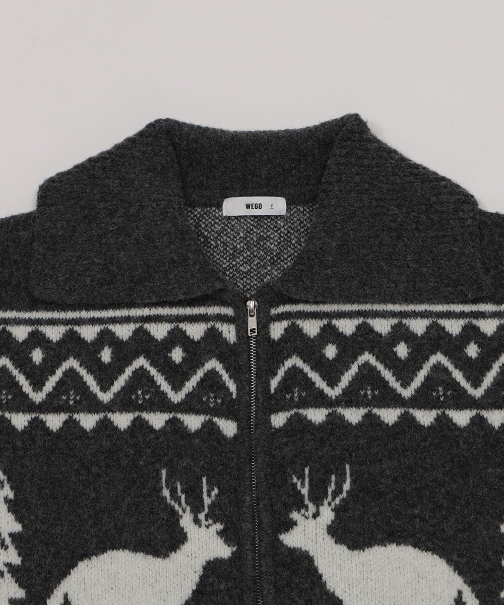 WEGO 雪柄ダブルジップニット 