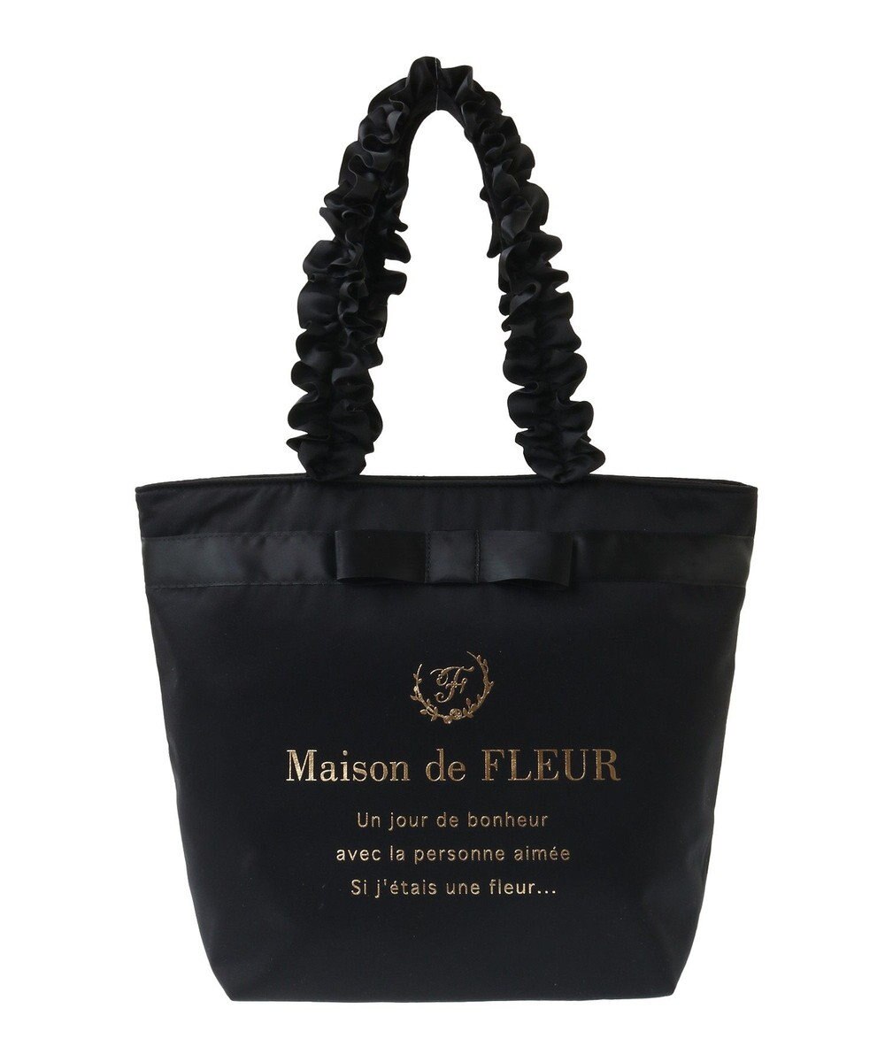 Maison de FLEUR ブランドロゴフリルハンドルトートＭバッグ 