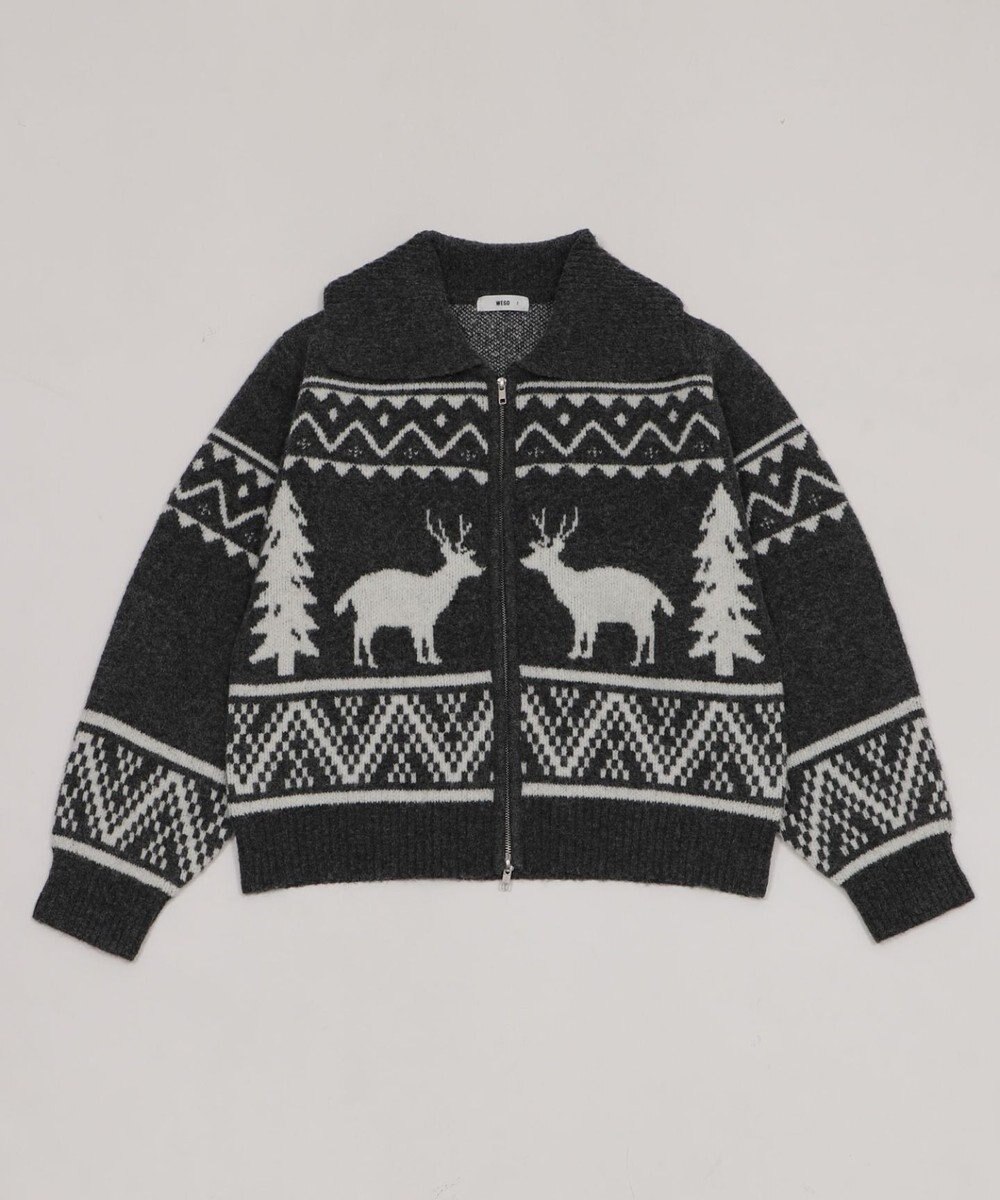 WEGO 雪柄ダブルジップニット 