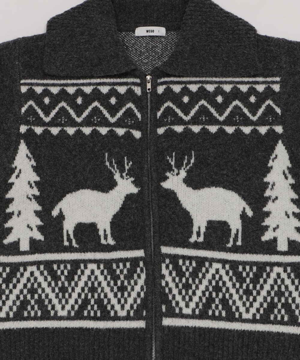 WEGO 雪柄ダブルジップニット 