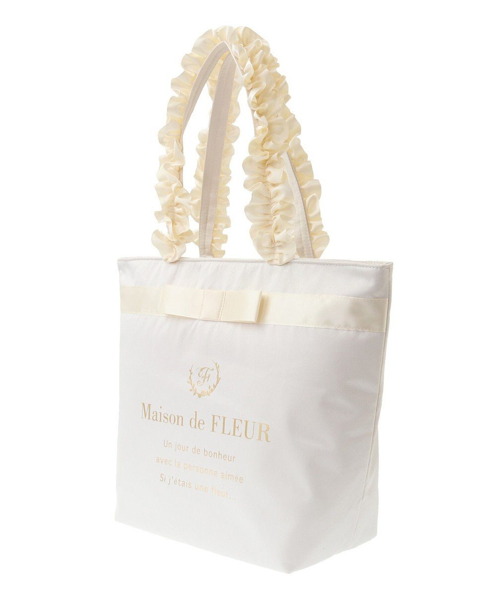 Maison de FLEUR ブランドロゴフリルハンドルトートＭバッグ 