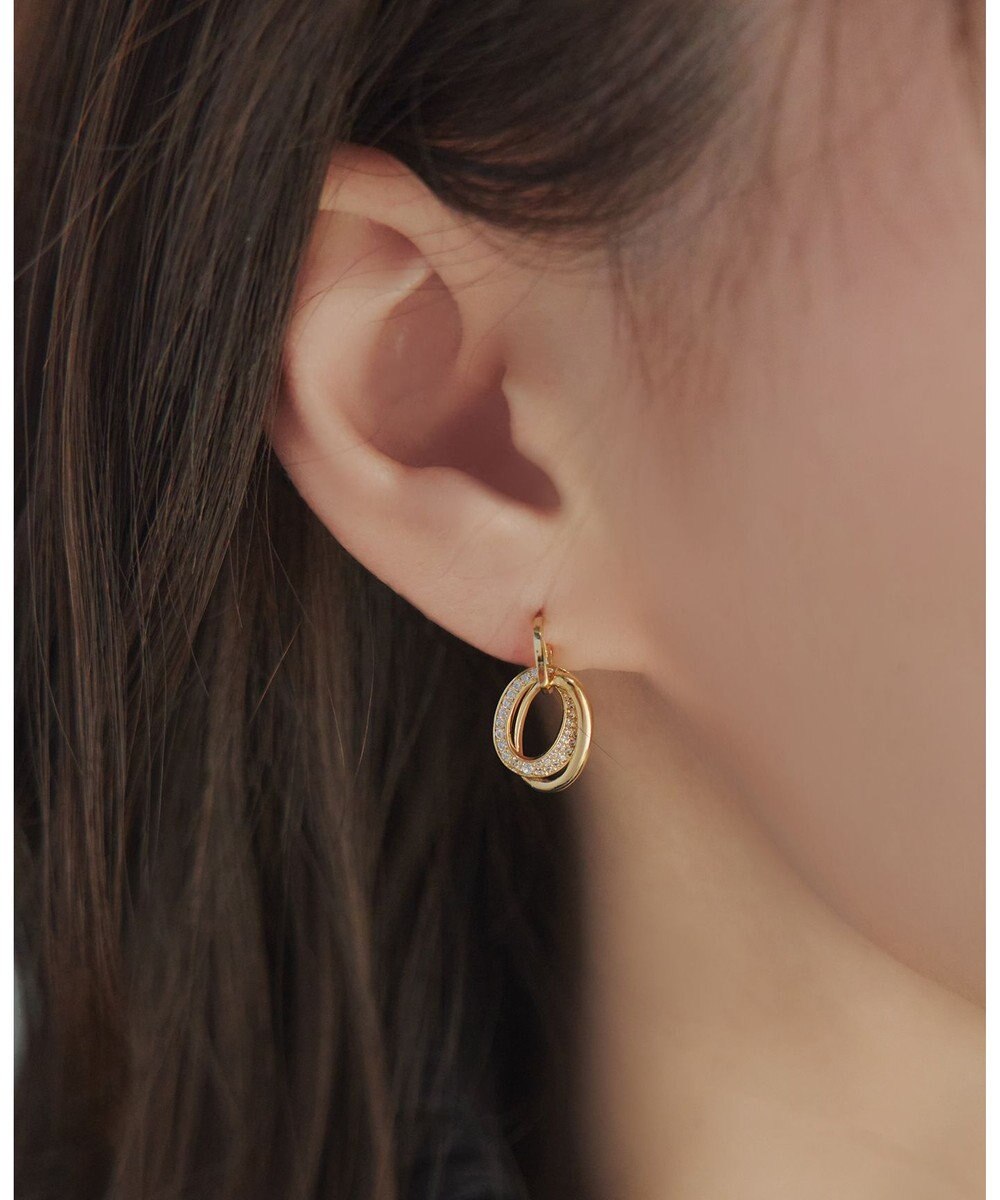 Tiaclasse 【安田美沙子さん着用・金属アレルギー対応】キュービックレイヤードフープピアス 