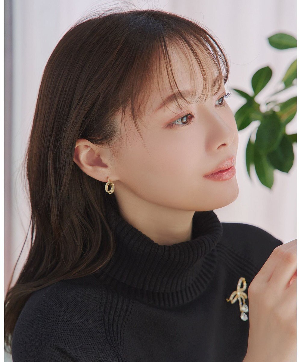 Tiaclasse 【安田美沙子さん着用・金属アレルギー対応】キュービックレイヤードフープピアス 