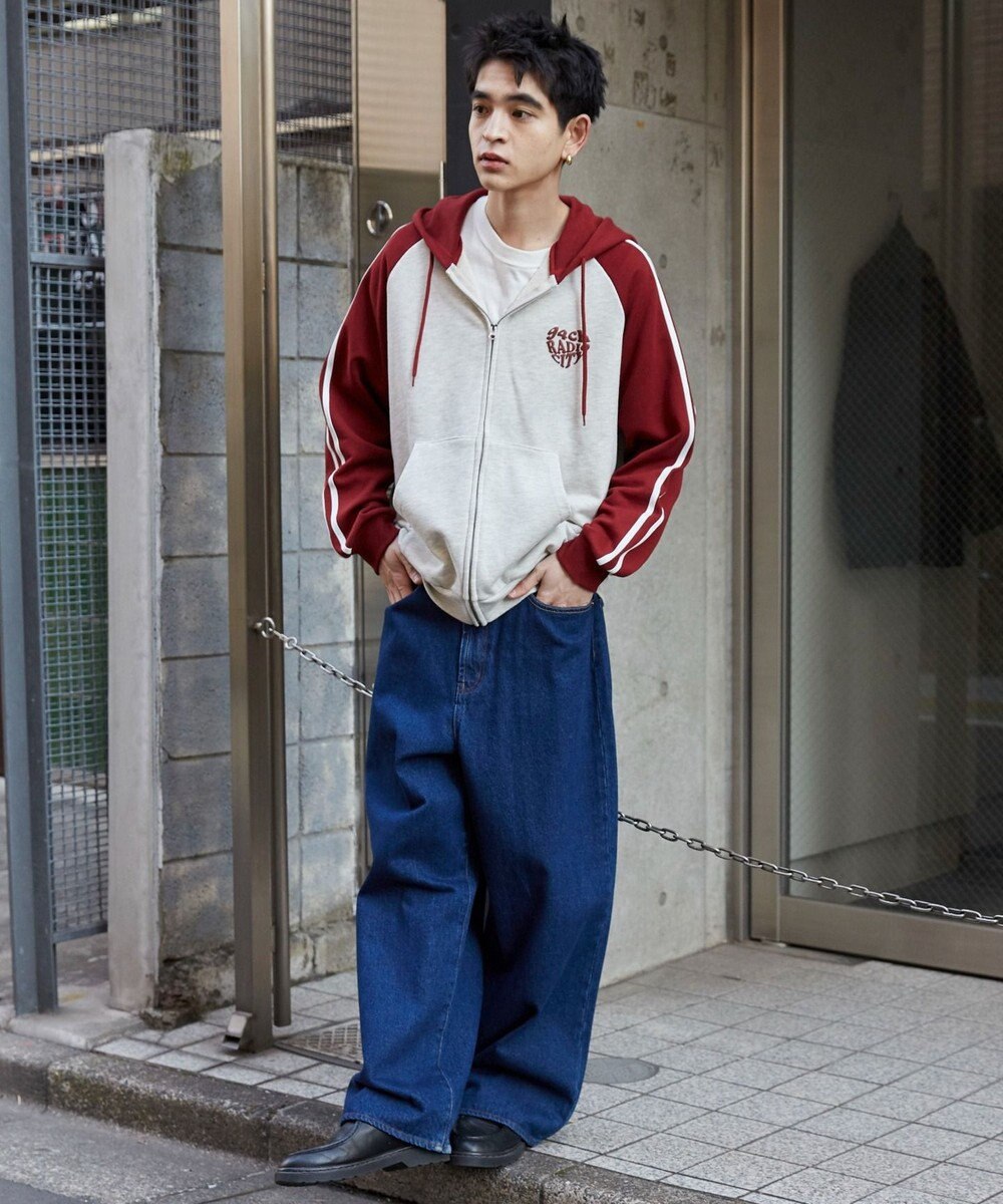 WEGO 【ユニセックス着用ITEM】ラグラングラフィックZIPパーカー 