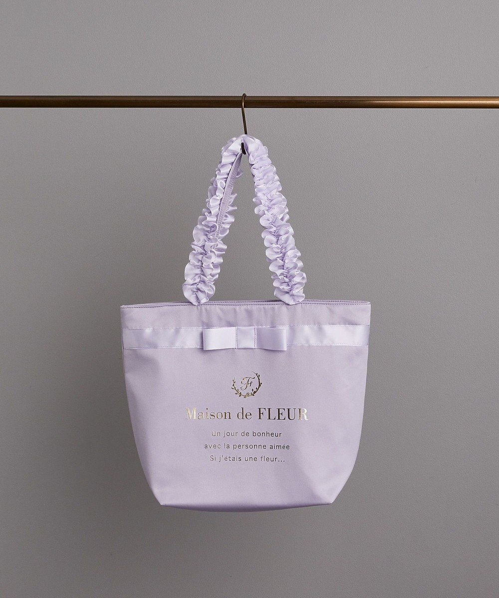 Maison de FLEUR ブランドロゴフリルハンドルトートＭバッグ 