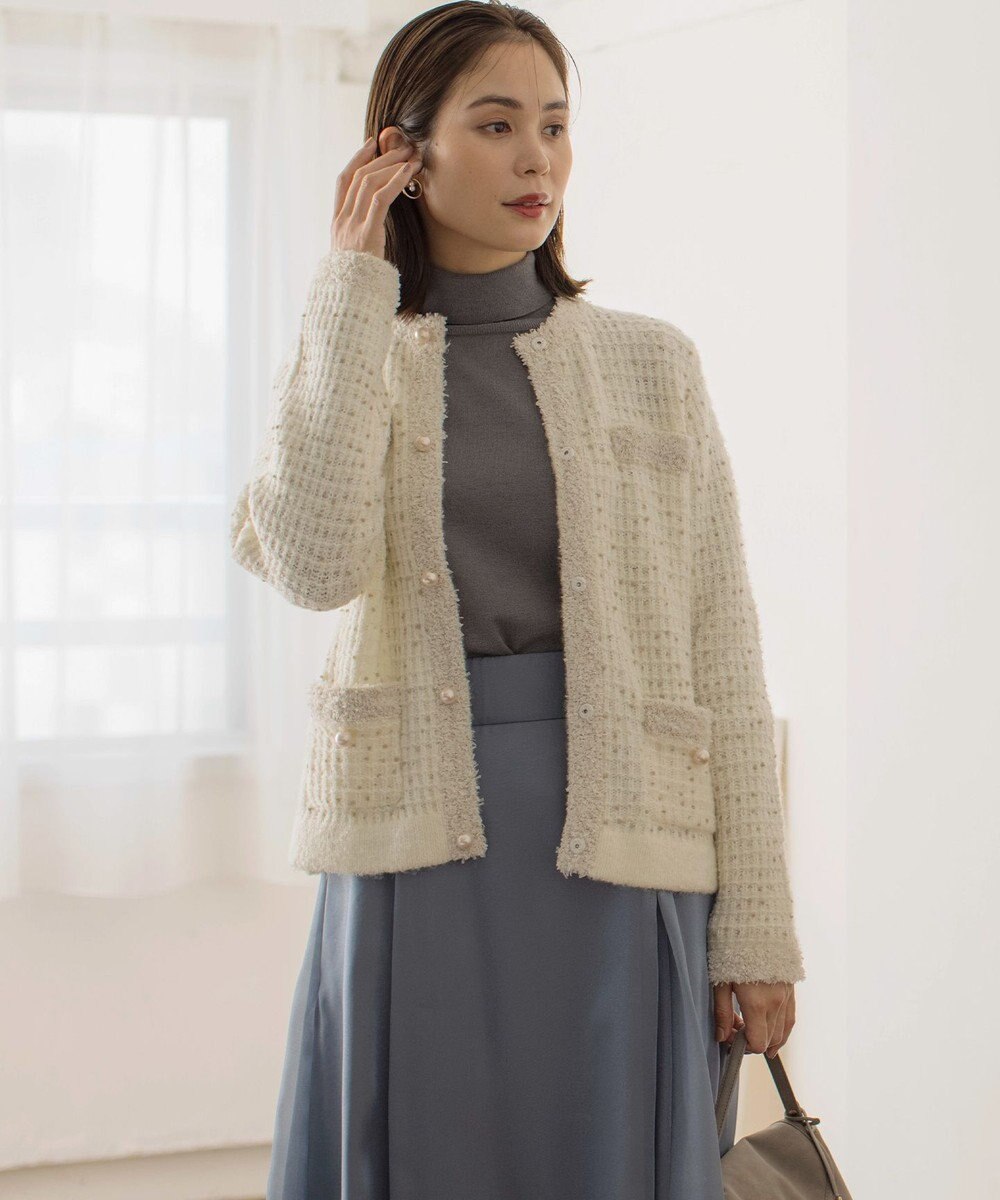 組曲 L 【WEB限定】スノーネップツイード ニットジャケット 