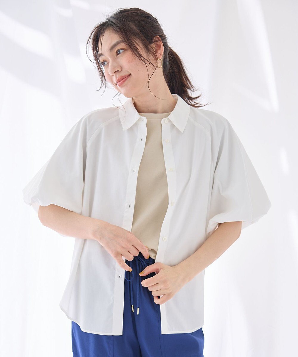 ANY 【接触冷感/UVカット/抗菌防臭/速乾】エニイファンクション パフスリーブブラウス 