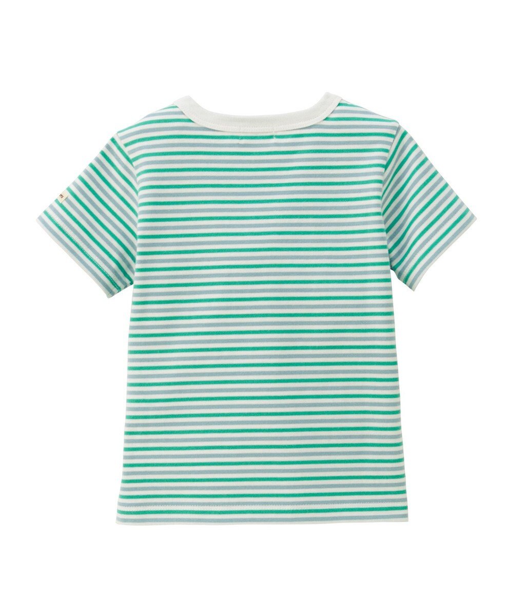 MIKI HOUSE HOT BISCUITS 【70-120cm】 みじんボーダー ワンポイント刺繍 半袖Tシャツ 