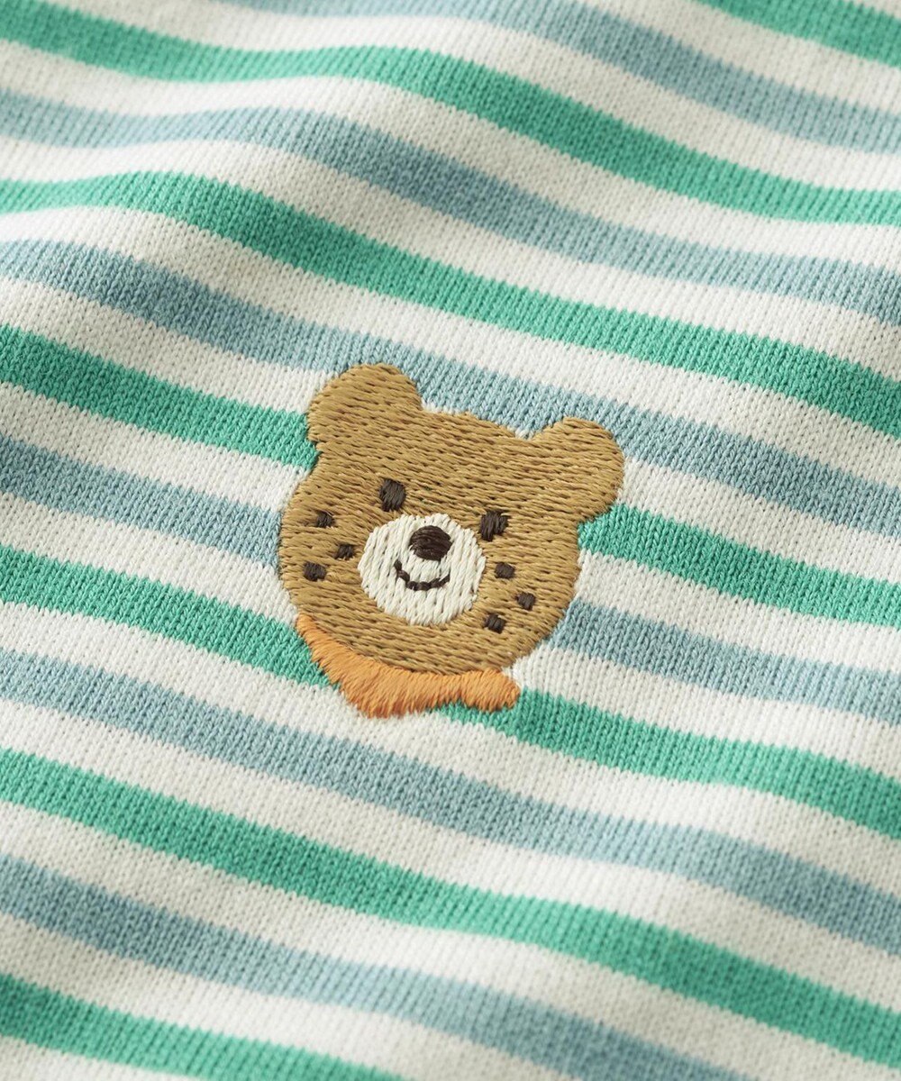 MIKI HOUSE HOT BISCUITS 【70-120cm】 みじんボーダー ワンポイント刺繍 半袖Tシャツ 