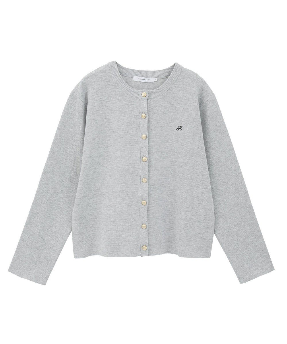AMERICAN HOLIC ワンポイントロゴクルーカーディガン 