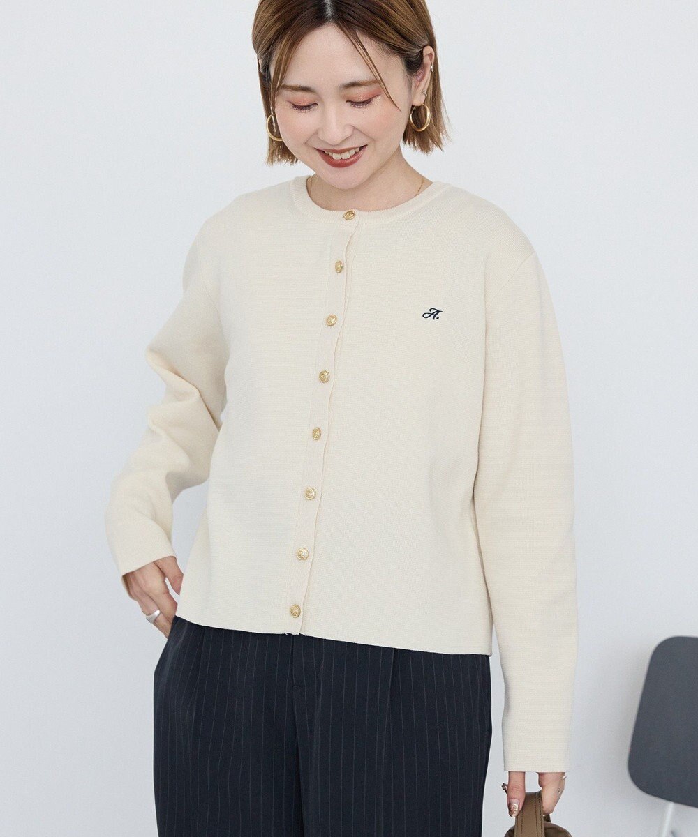 AMERICAN HOLIC ワンポイントロゴクルーカーディガン 