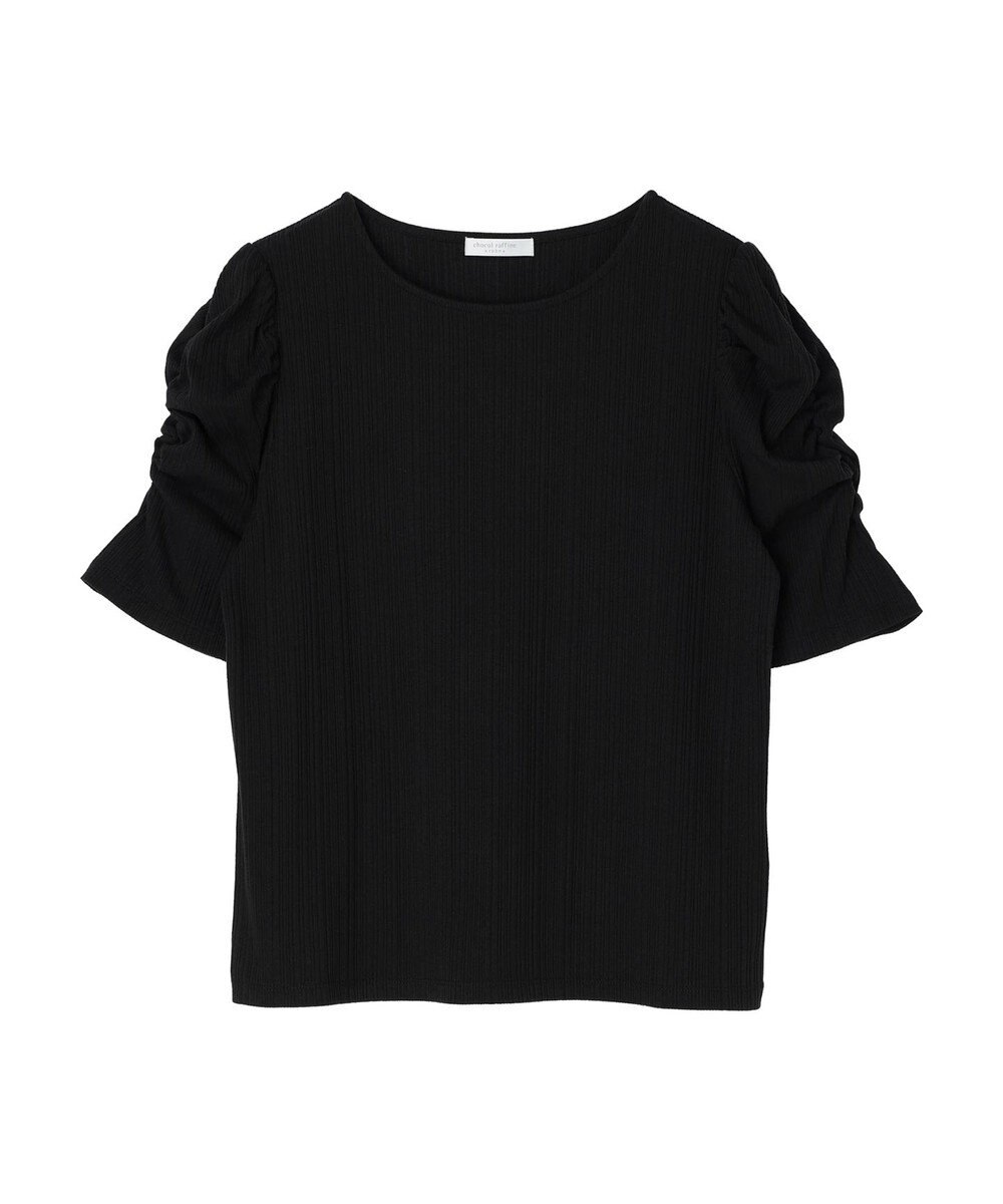 Green Parks リブ肩デザイン５分袖プルオーバー 