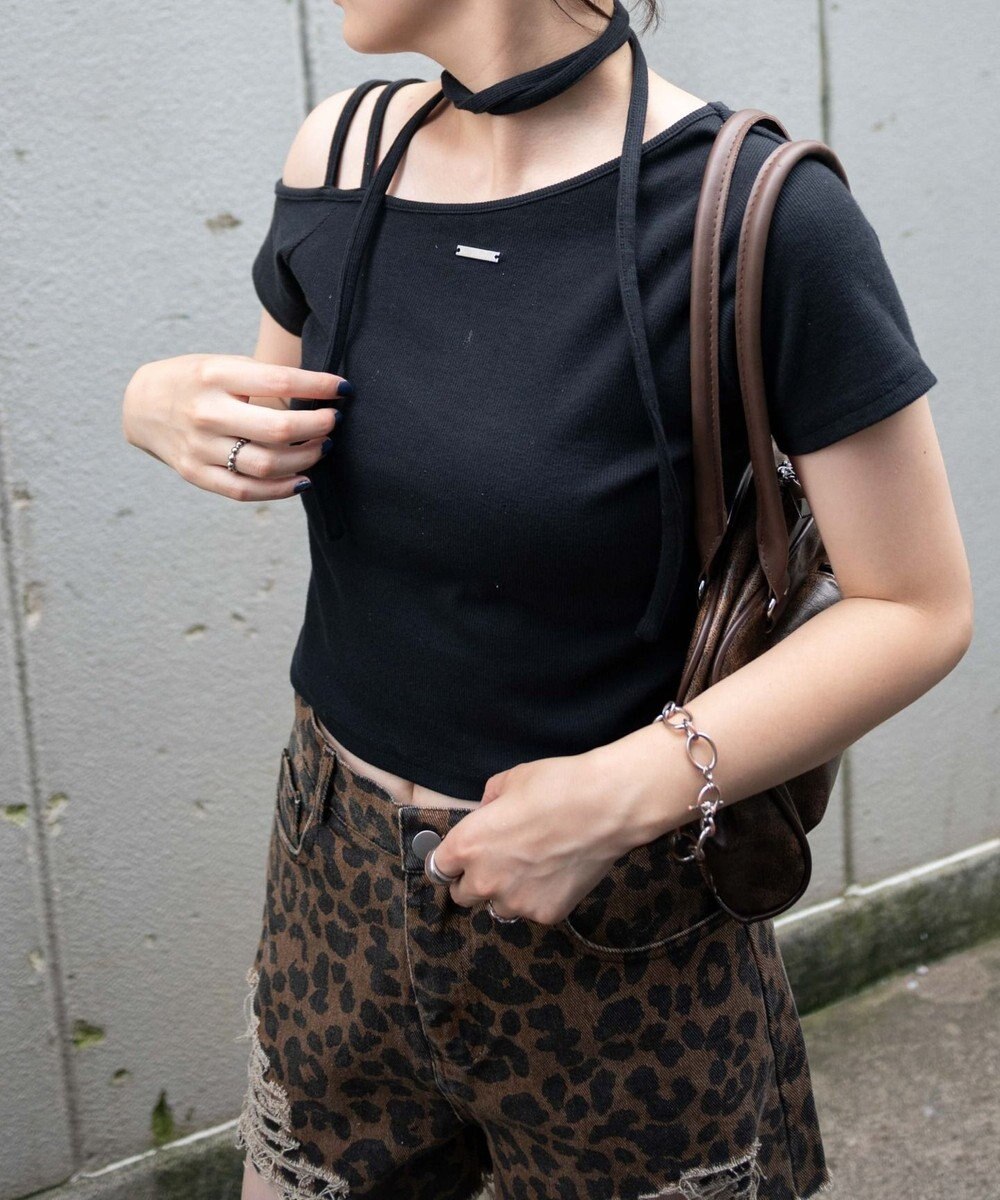 WEGO プレートデザインワンショルトップス 