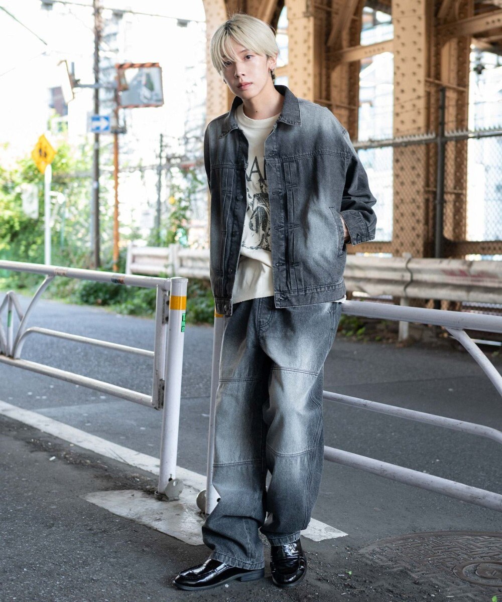 WEGO 【ユニセックス着用ITEM/MLサイズ展開】ヴィンテージライクBIGデニムジャケット 