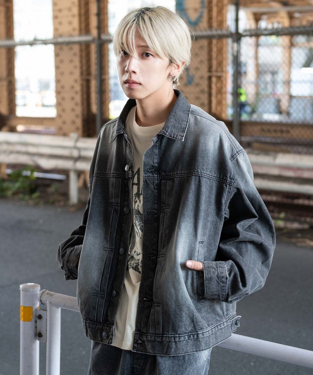 WEGO 【ユニセックス着用ITEM/MLサイズ展開】ヴィンテージライクBIGデニムジャケット 