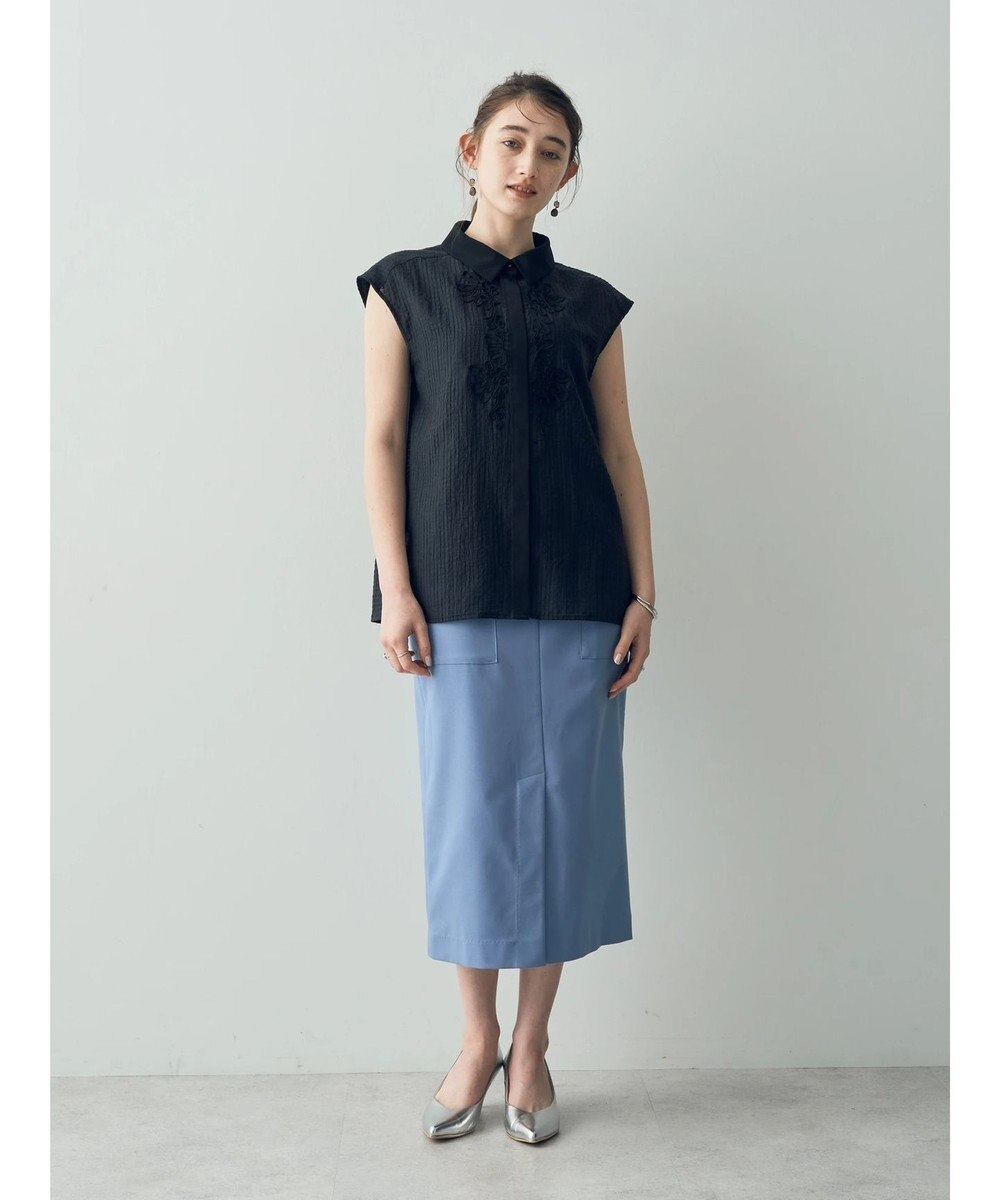 YECCA VECCA コード刺繍シアーブラウス 