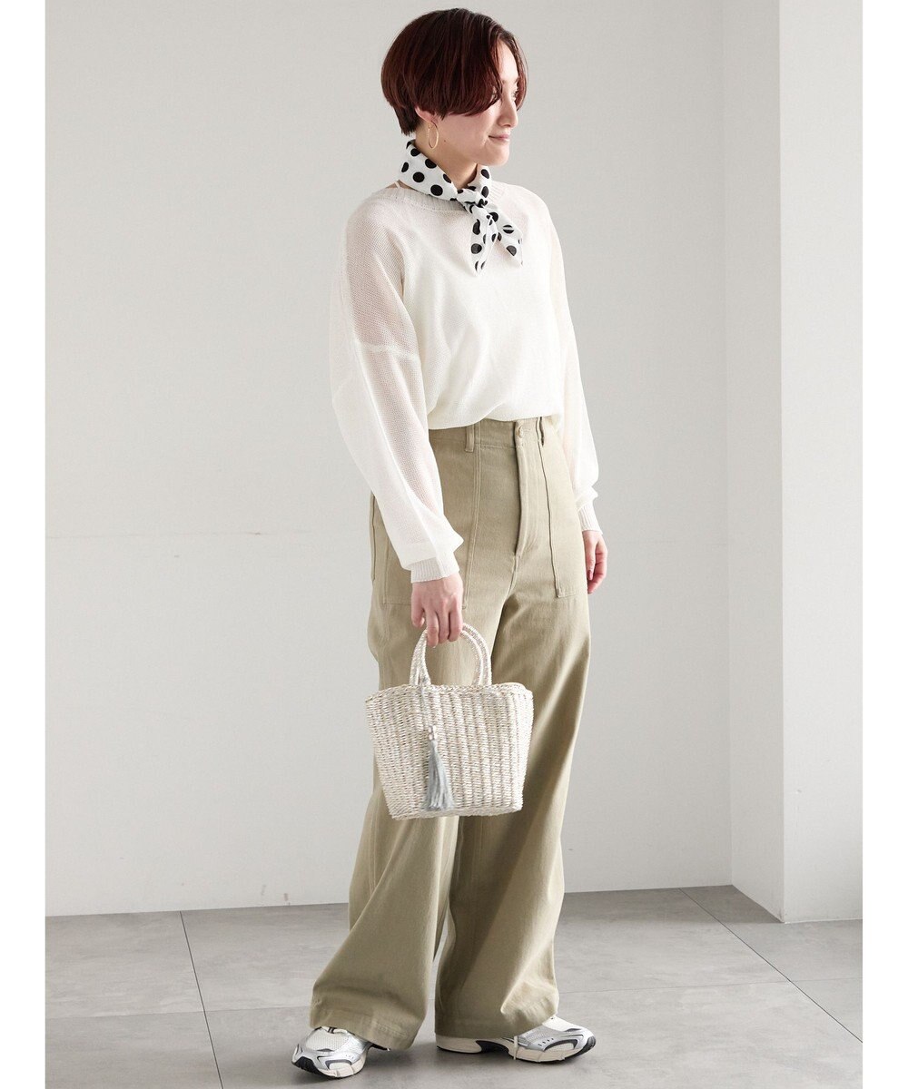 Te chichi 【WEB限定カラーあり】ペーパータッチヤーン2wayメッシュニット 