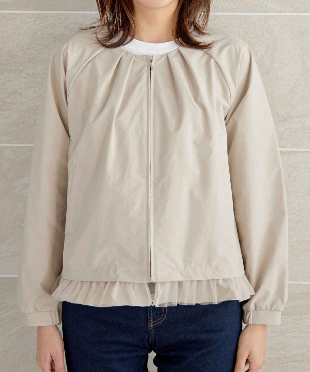 Tiaclasse 【洗える】チュールフリルタックブルゾン 