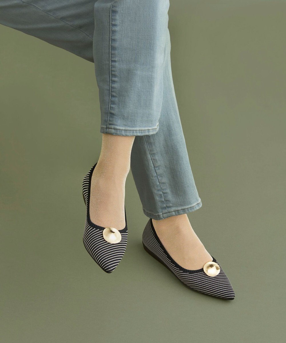 steppi 【洗える/撥水】メタルパーツ付 ポインテッド パンプス 