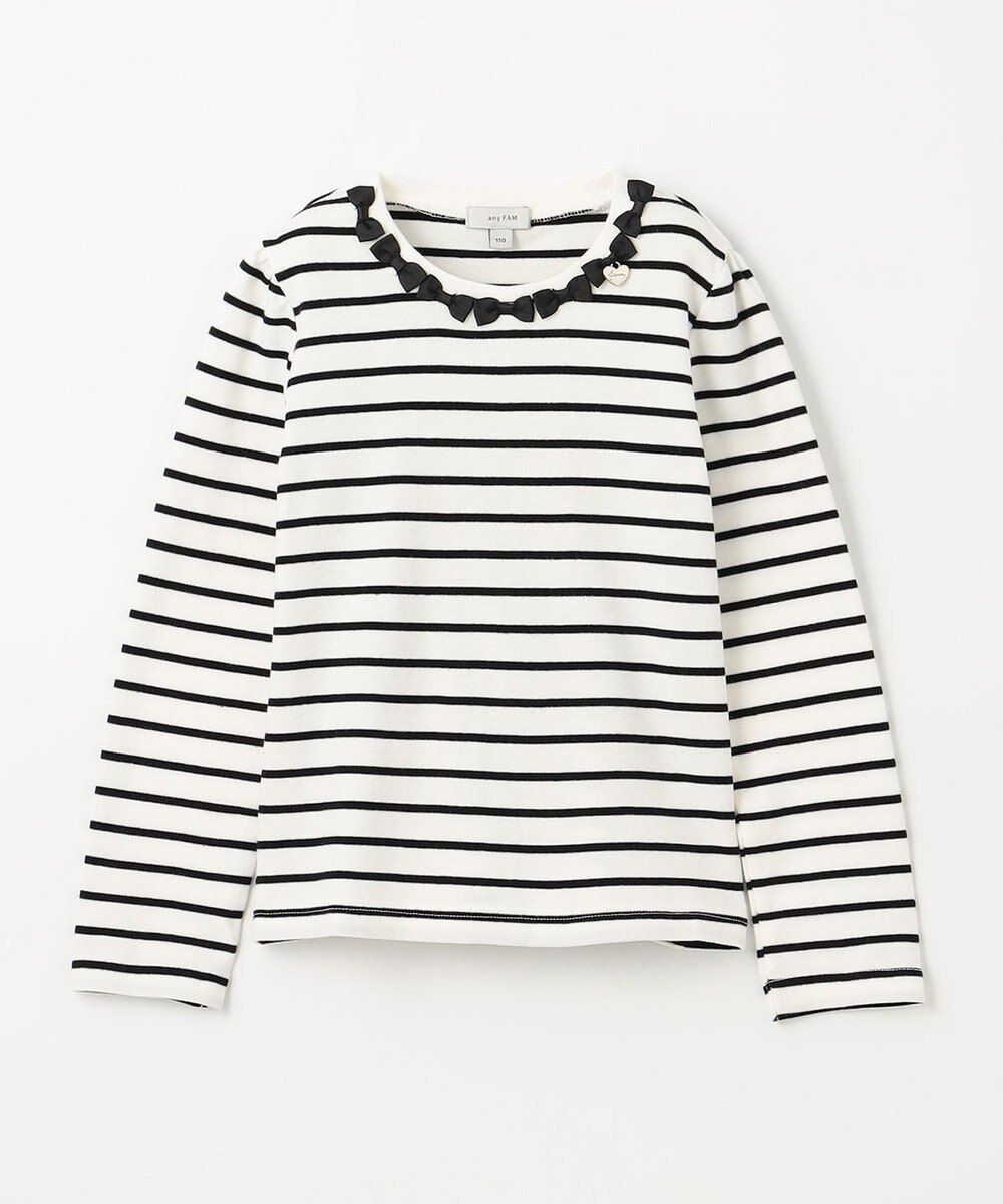 ANY KIDS リボン×ボーダー長袖Tシャツ 