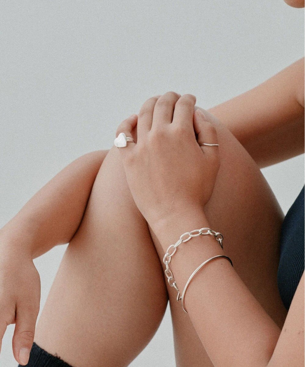 yoaa シルバー925 ハートプレートイヤーカフリング 