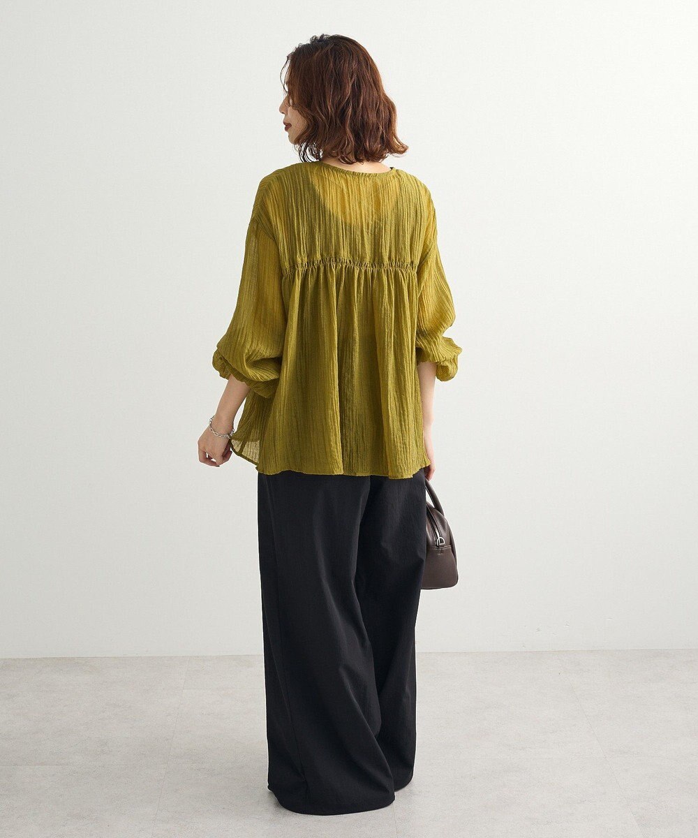 Green Parks Ｖネックフリルシアープリーツブラウス 