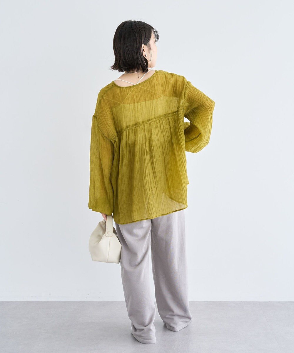 Green Parks Ｖネックフリルシアープリーツブラウス 