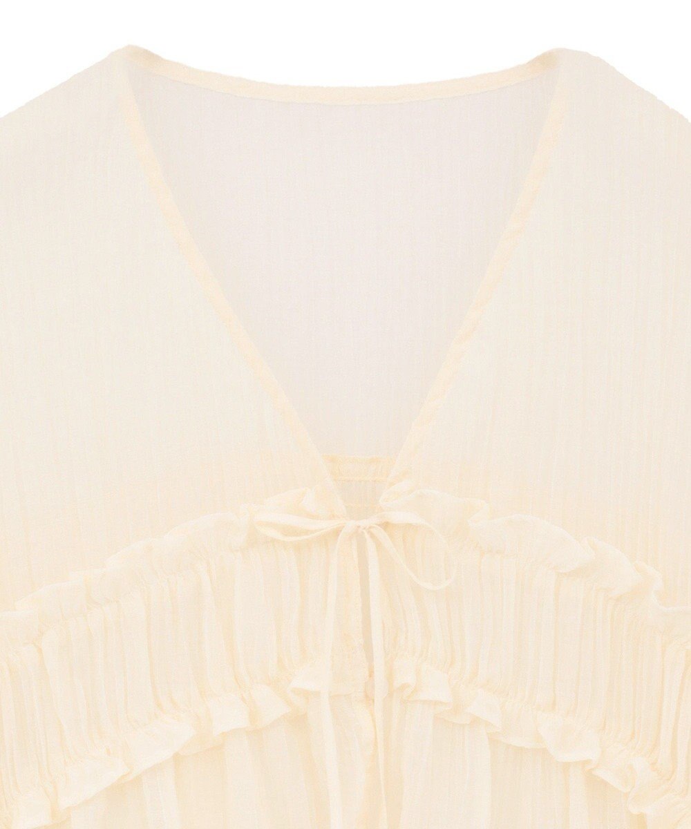 Green Parks Ｖネックフリルシアープリーツブラウス 