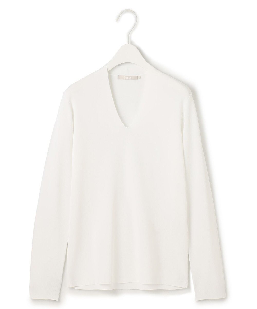 ICB 【洗える】 シンセティックフルニードル Vネックプルオーバー 