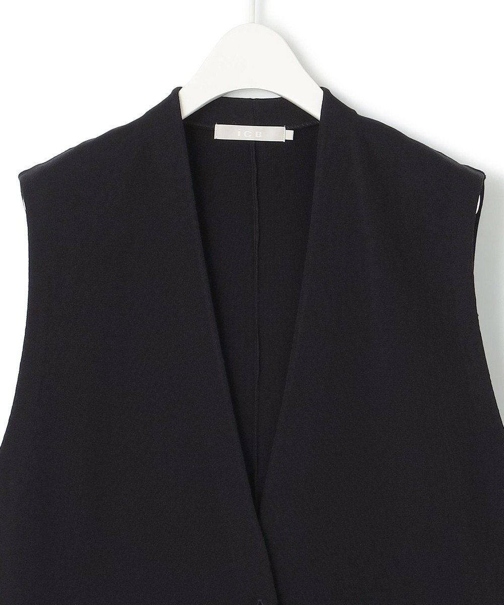 ICB 【洗える】ドライコットンアセテート ニットジレ 