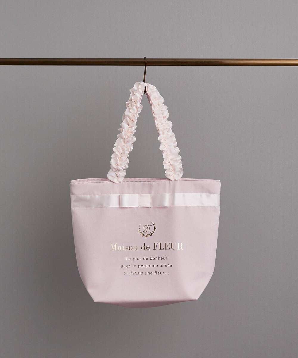 Maison de FLEUR ブランドロゴフリルハンドルトートＭバッグ 
