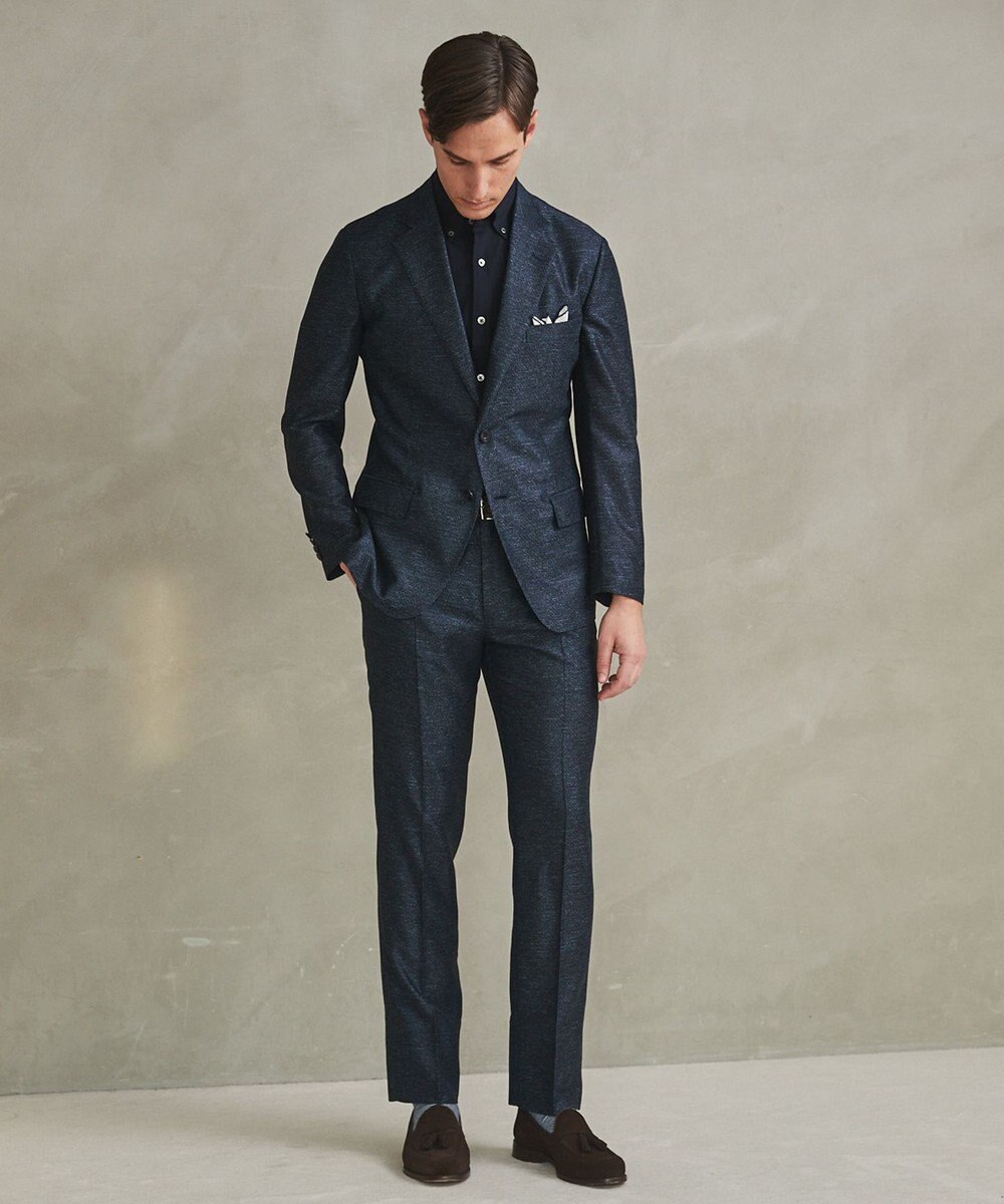 GOTAIRIKU 新素材セットアップ【通気性抜群/洗える/シワになりにくい】カラミプリントストレッチセットアップ ジャケット 