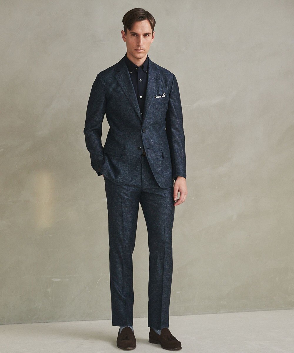 GOTAIRIKU 新素材セットアップ【通気性抜群/洗える/シワになりにくい】カラミプリントストレッチセットアップ ジャケット 