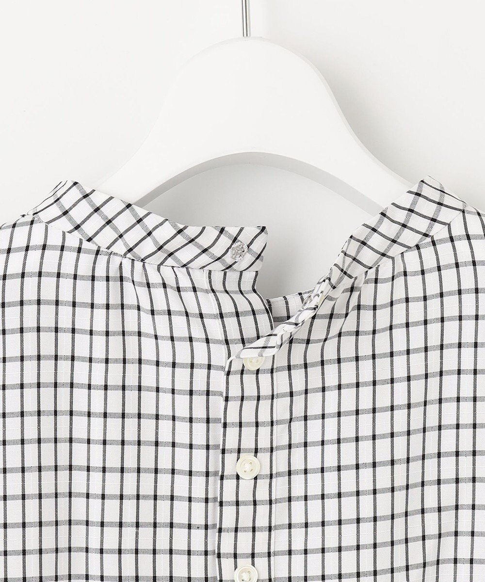 J.PRESS LADIES 【洗える】 セルロースチェック スタンドカラー ブラウス 