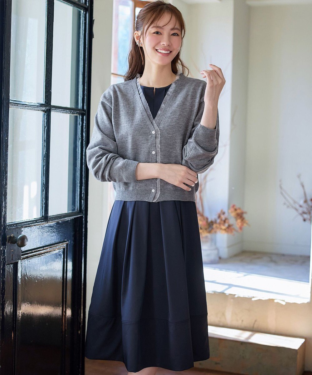 Tiaclasse 【洗える】オーガンジーラインカーディガン 