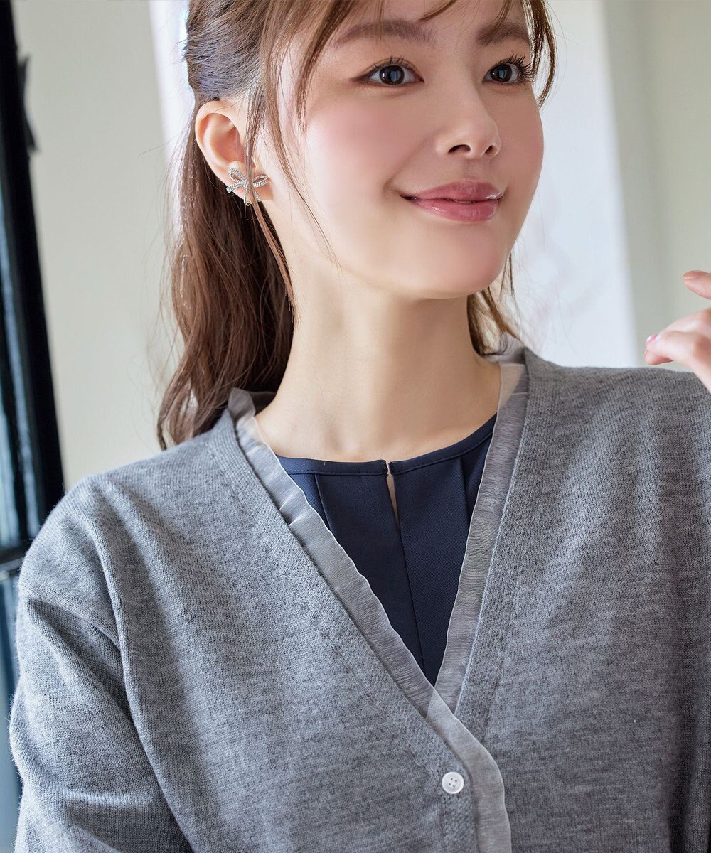 Tiaclasse 【洗える】オーガンジーラインカーディガン 