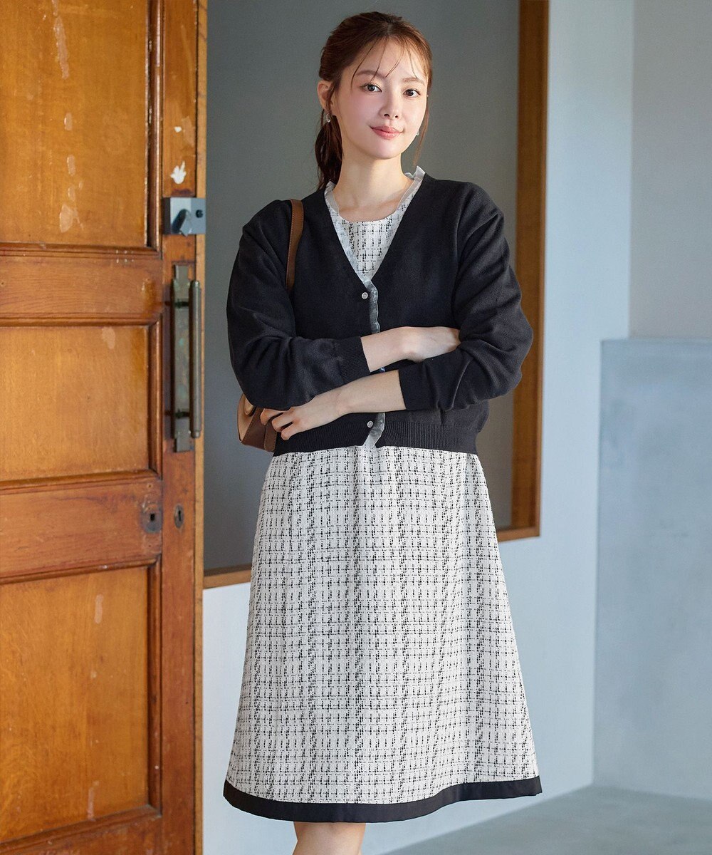 Tiaclasse 【洗える】オーガンジーラインカーディガン 