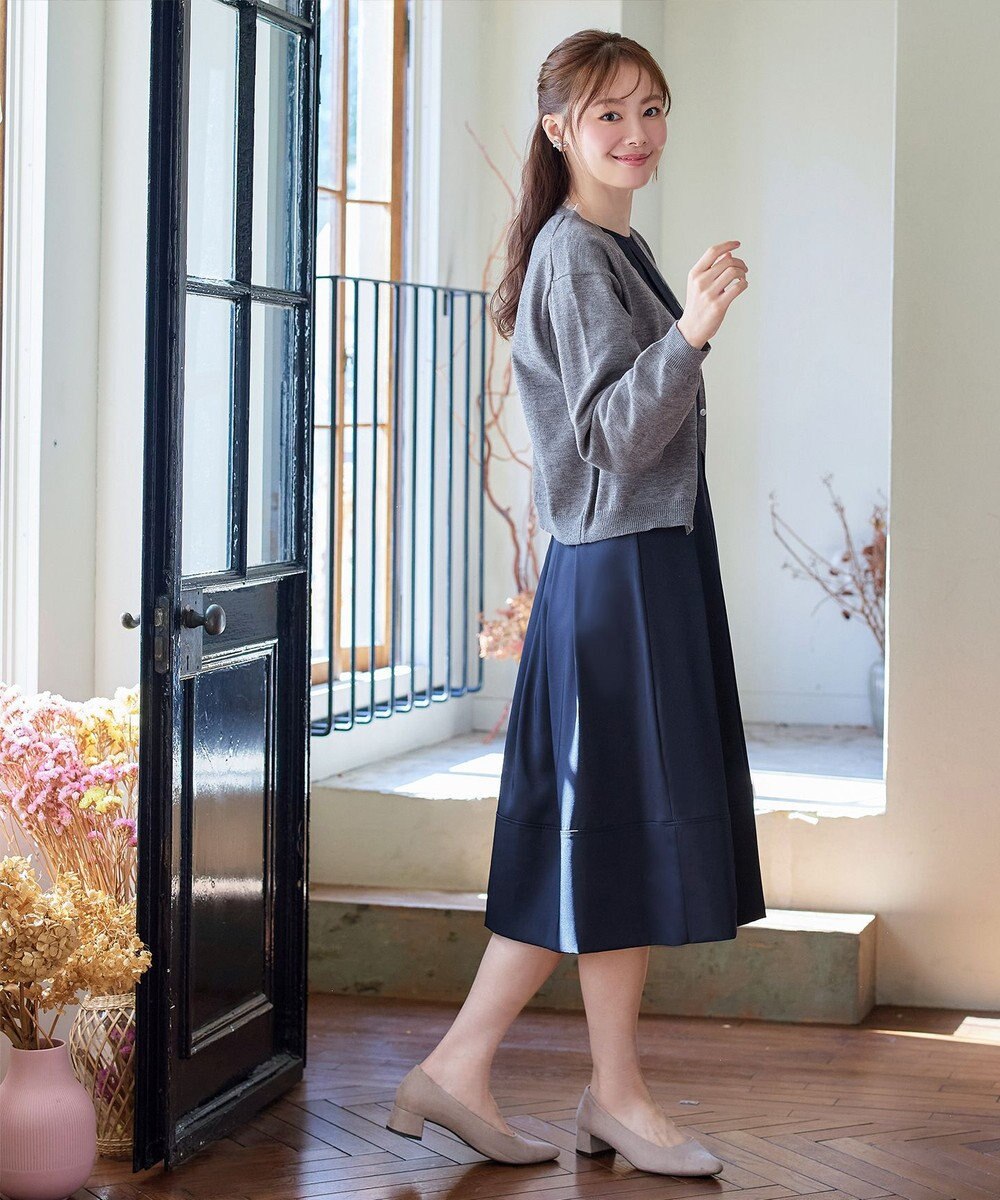 Tiaclasse 【洗える】オーガンジーラインカーディガン 