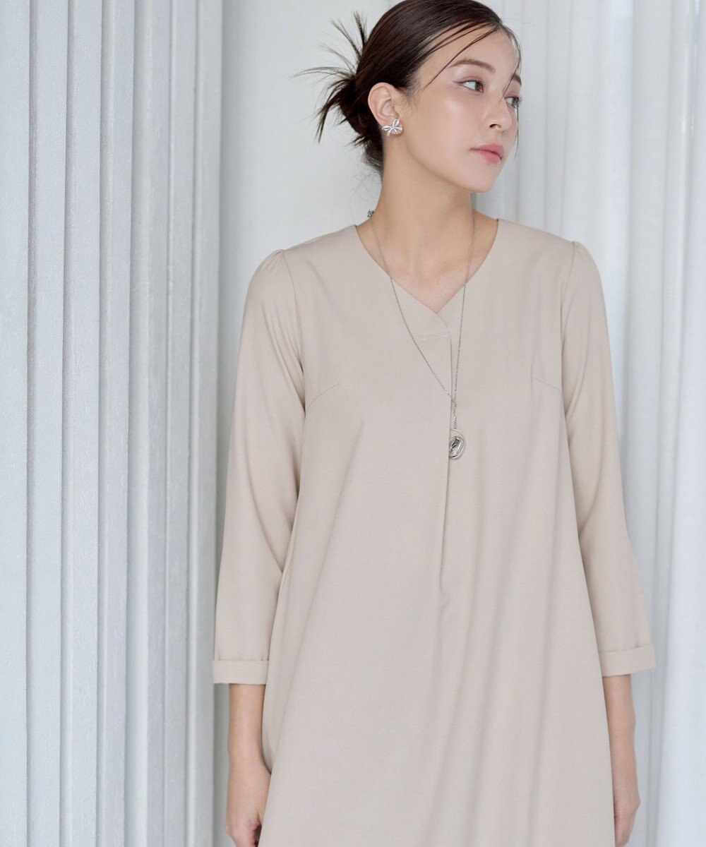 Tiaclasse 【洗える】バックギャザーハートネックAラインワンピース 