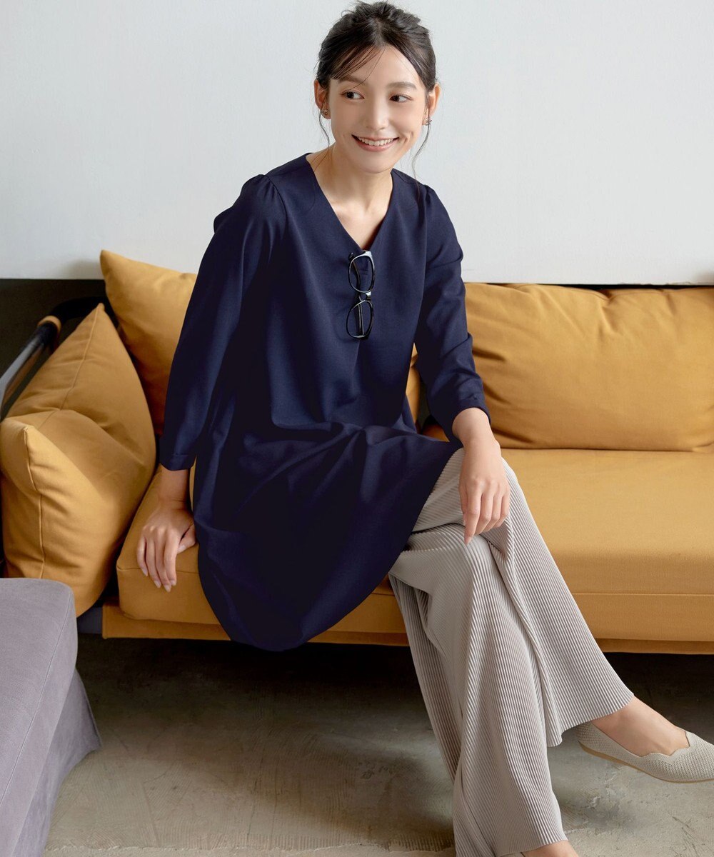 Tiaclasse 【洗える】バックギャザーハートネックAラインワンピース 