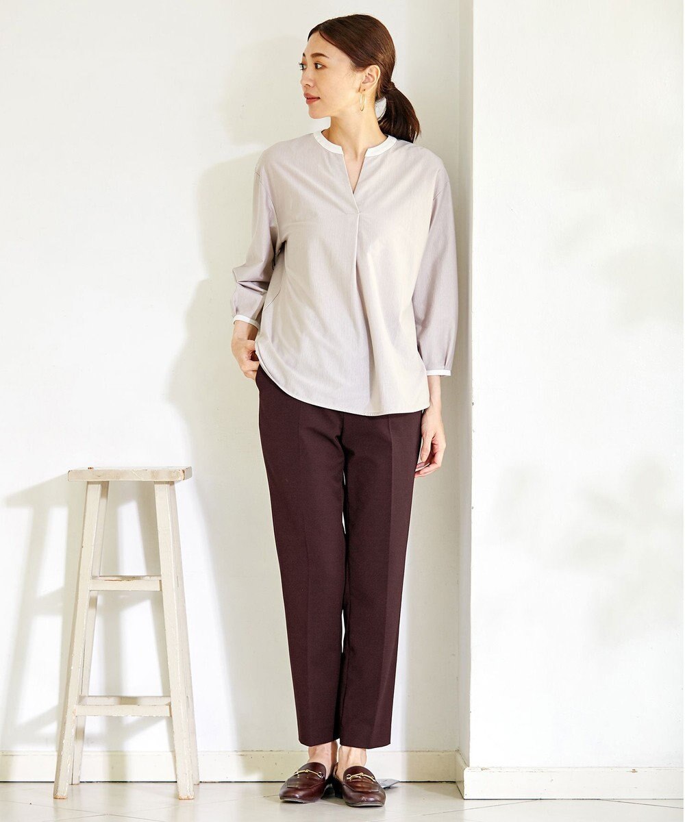 J.PRESS LADIES 【洗える】T/Rアルガンシルク クロップドパンツ 