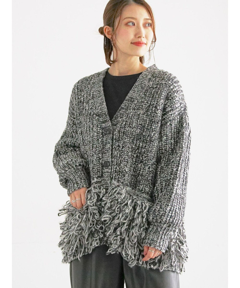 Te chichi ループ編みVネックミドルカーディガン 