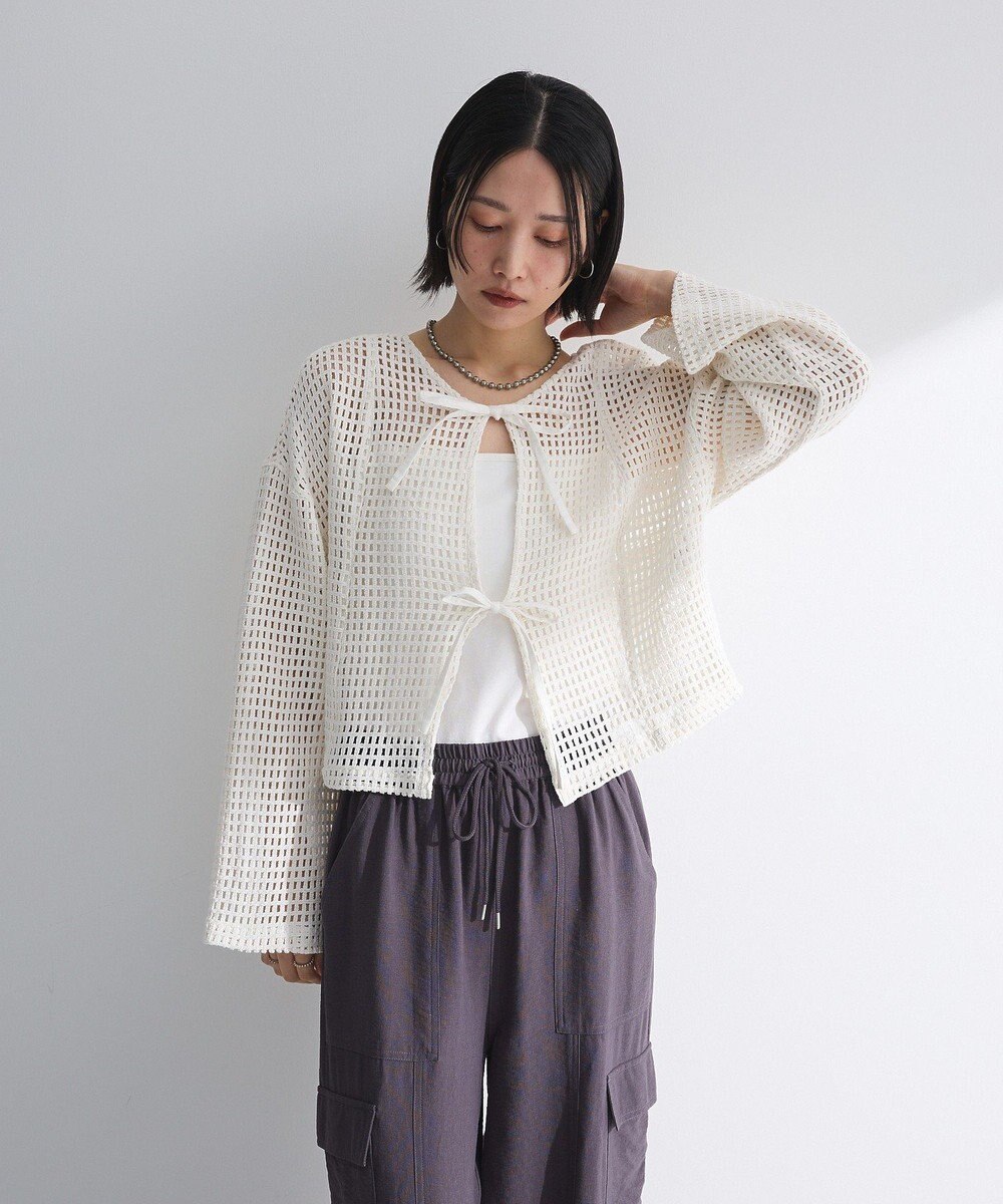 Green Parks Ｉ　前後２ｗａｙ　メッシュショート丈カーディガン 