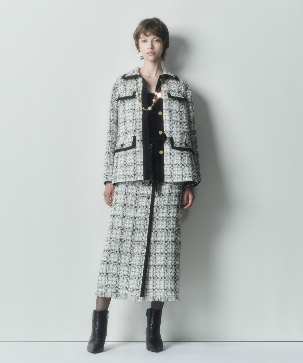 GRACE CONTINENTAL トリミングツイードショートコート 