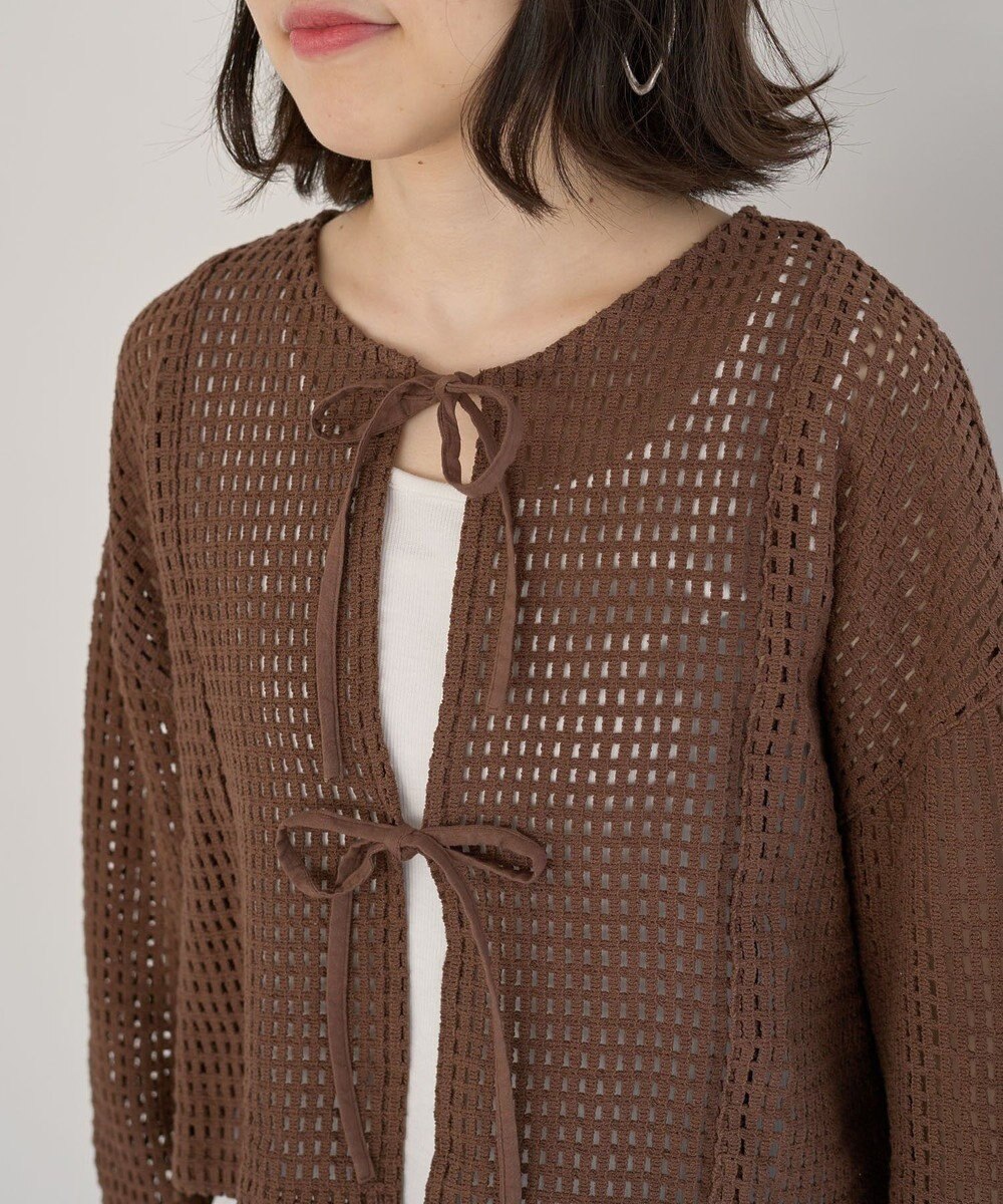 Green Parks Ｉ　前後２ｗａｙ　メッシュショート丈カーディガン 